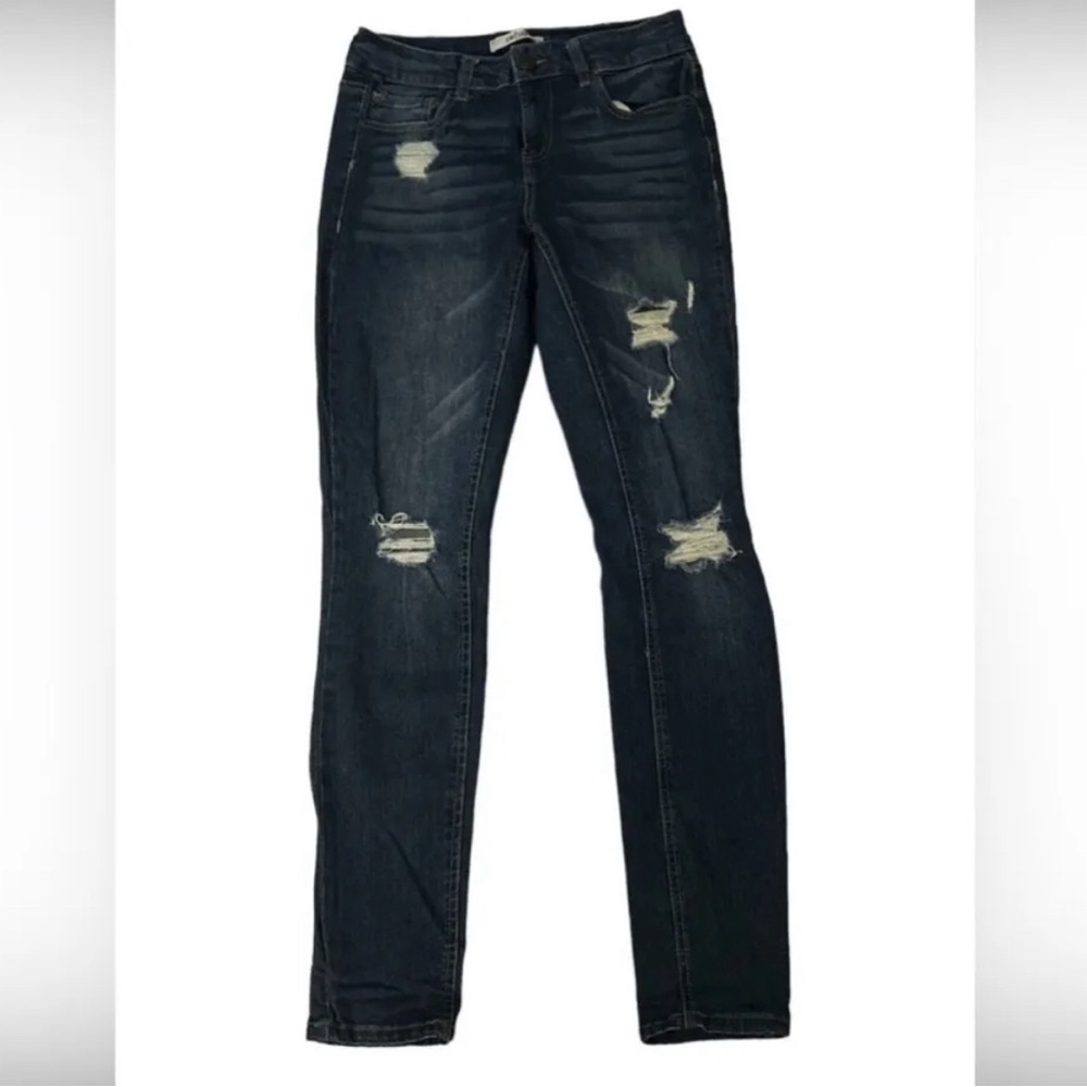 Refuge Distressed Dark Wash Skinny Jeans Size 2